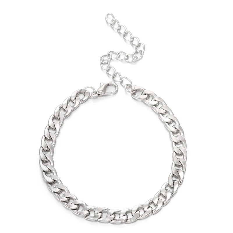 Pulseira de corrente simples com personalidade retrô, feminina, design de rede, alças grossas e exageradas. Destaque seu estilo com esta peça única. — foto 7