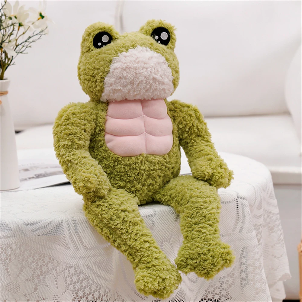 Peluche Rana Muscolosa Pelosa Bambini Bambola di Simulazione Morbida e Coccolosa Perfetta per Giocare e Stimolare la Fantasia — foto 2