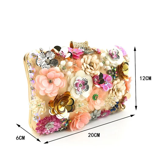Title 1, Evening Ladies Women Colorful Beaded Flower Bag...