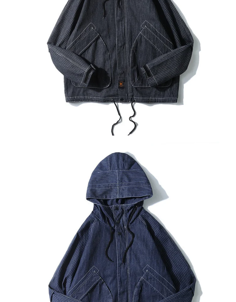 Title 8, Spring Japanese Retro Striped Mens Overalls of...