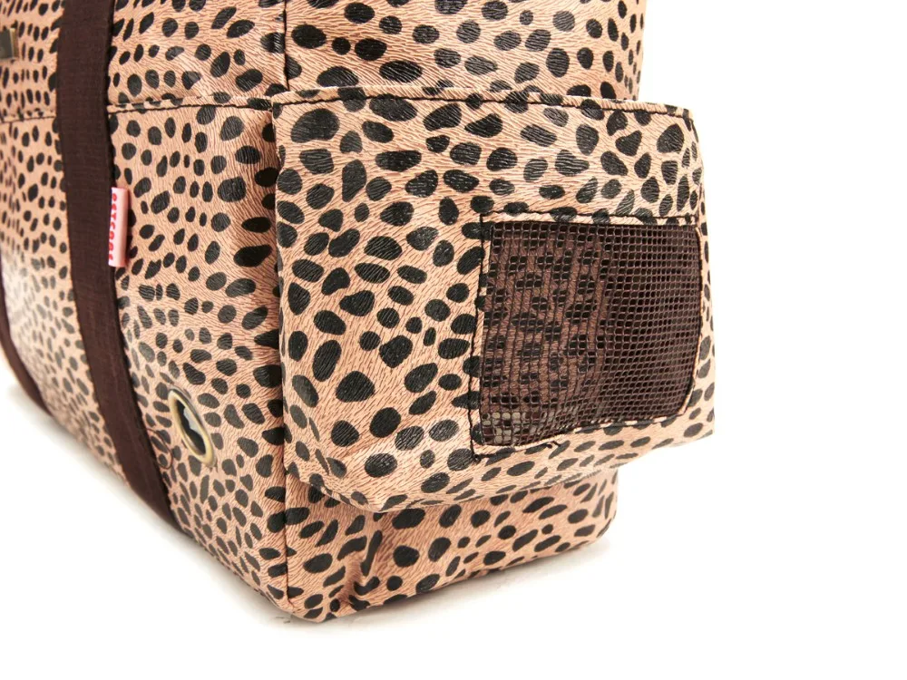 Title 7, Brown Leopard Nylon Fabric Pet Dogs Carrier B...
