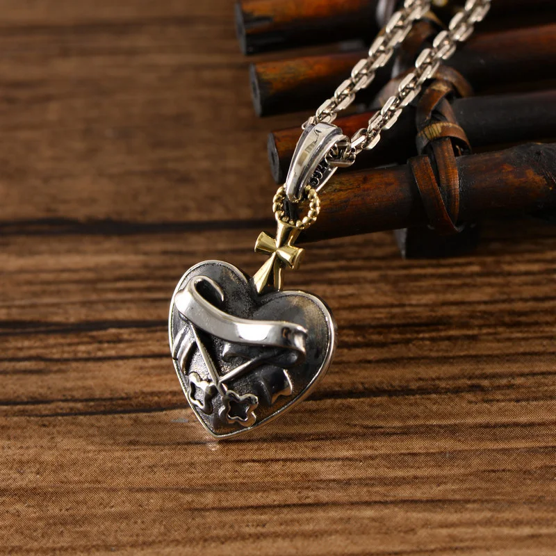 S925 Plata Cruz Vintage Oxidada Colgante Amor — Regalo Perfecto para Ella. Expresa Amor con Estilo Atemporal y Elegancia. — foto 9