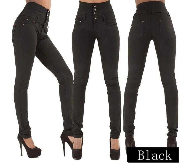 Elastische high waist jeans voor dames, potlood model, comfortabel en flatterend, perfect voor een trendy en stijlvolle look. — foto 4
