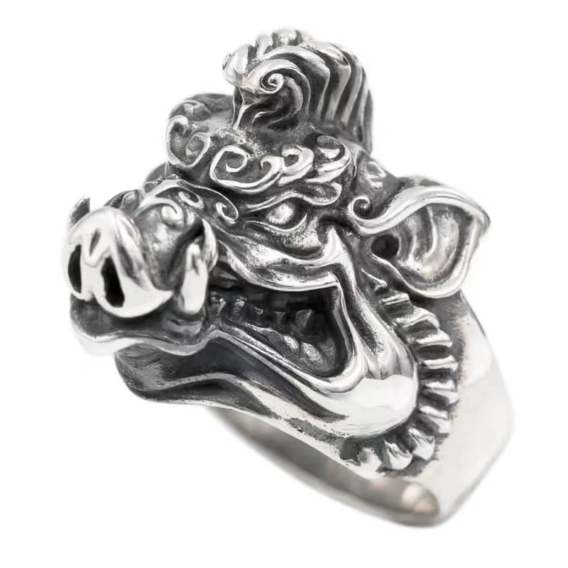 Anel Masculino com Design de Javali Selvagem, Personalidade Forte e Dominadora, Estilo Fashion Selvagem, Joia para Homens que Ousam. — foto 3