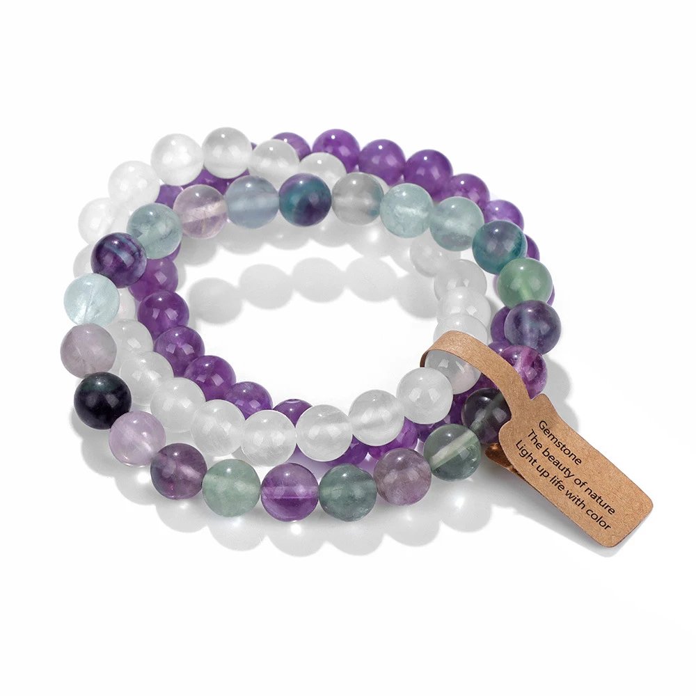 Pulseira feminina com contas de pedra natural de 8mm e fio elástico. Elegância natural, confortável e ideal para uso diário. — foto 47