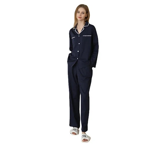 Title 6, Conjunto de pijama de gola de terno de cor sólida
