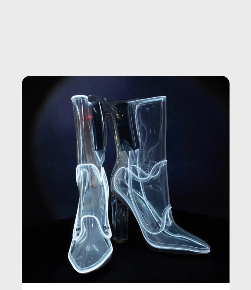 Botas transparentes femininas com luzes piscantes PC, moda fashion que combina estilo e funcionalidade para um visual moderno. — foto 5