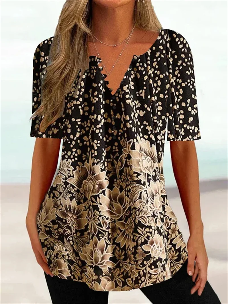 Title 4, Womens Loose Fitting V Neck Pullover Short Sle...