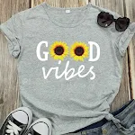 Brief Zonnebloem Print Dames Korte Mouw O Hals Los T-shirt Zomer Dames — foto 4