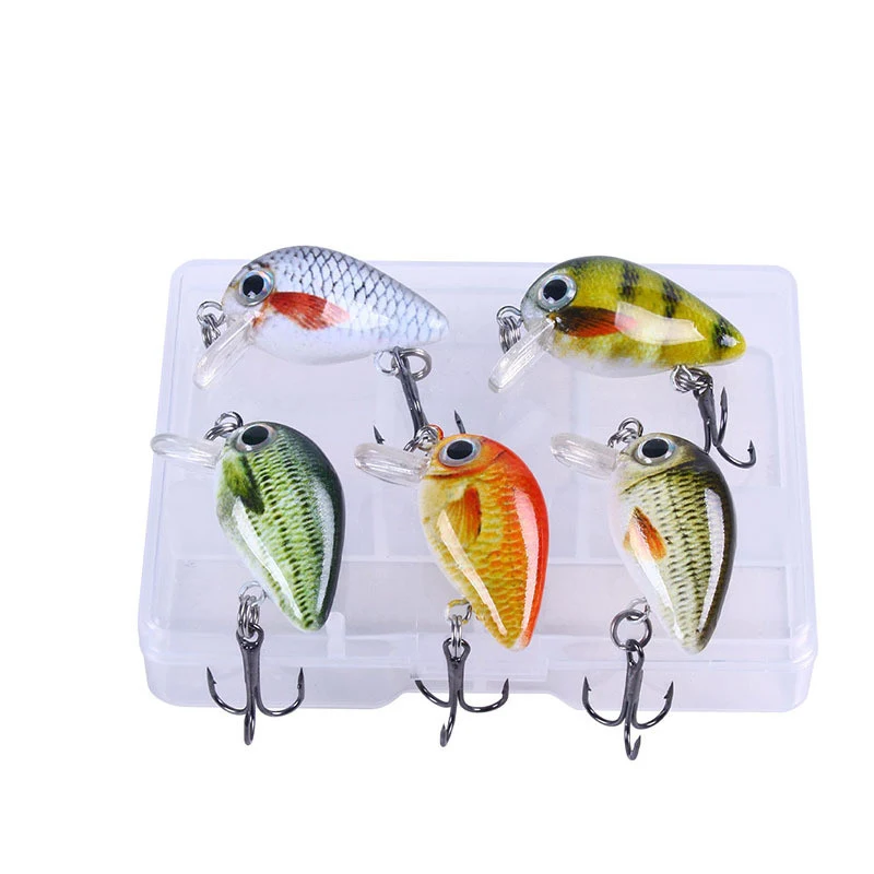 Novo Mini Isca de Pesca Rock Style 1.5g Conjunto de Iscas Pequenas 5 Cores Caixa Atacado Impressão Isca para pesca esportiva. — foto 1