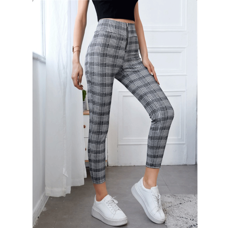 Leggings a cuadros europeos y americanos Nuevos Pantalones casuales Disfruta de comodidad y estilo con estos pantalones perfectos para el día a día. — foto 3