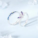 Anel para casais Starry Butterfly Lovers, prata pura, pequeno e popular, perfeito para celebrar o amor e união. — foto 3