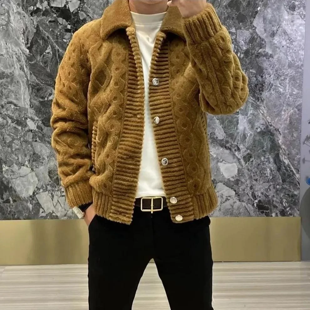 Title 3, Spring and Autumn Lapel Knitwear Coat Men. Comf...