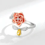 Anel Giratório de Flores para Moda Criativa Feminina Joia Única Design Floral Elegante Anel Ajustável Presente Ideal para Ela. — foto 5