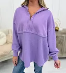 Suéter feminino com zíper solto e patchwork — foto 4