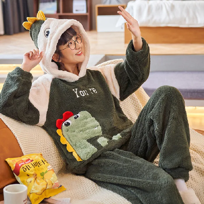 Coral Fleece Couple Pajamas Cute Flannel Loungewear — photo 5
