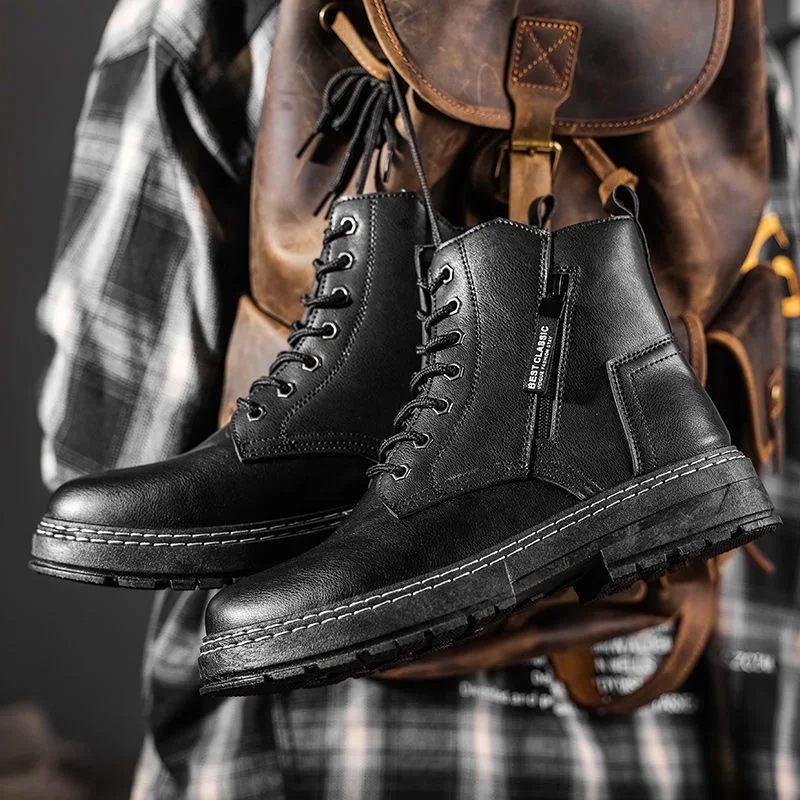 Title 8, Mens Casual Leather Boots Increase Leather Shoes