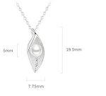 Colar de folha com pérola de água doce em prata esterlina S925, acessório elegante e delicado, perfeito para realçar sua beleza natural. — foto 2