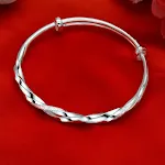 Gepersonaliseerde gedraaide sterling zilveren armbanden voor dames en heren, een stijlvolle mode-accessoire, ideaal als cadeau. — foto 4