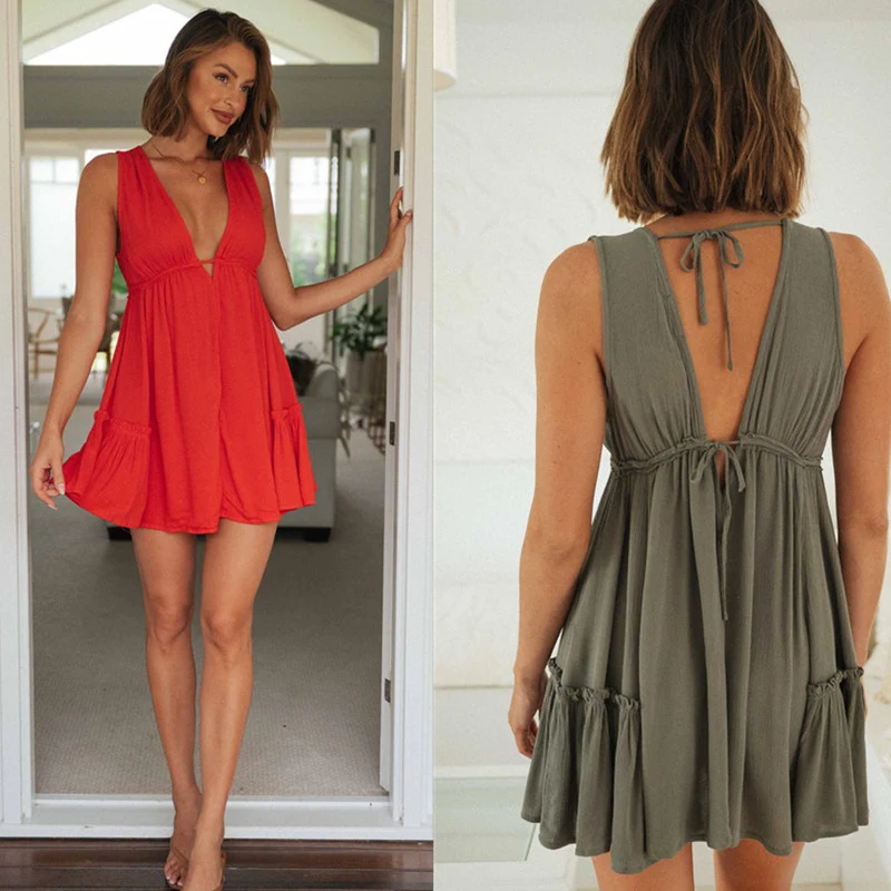 Solid Chiffon Sleeveless Irregular Hem Short Dress offers a breezy, stylish look. Perfect for warm weather and versatile — photo 6
