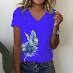 Manica corta con scollo a V Amazon con stampa farfalla alla moda — foto 6