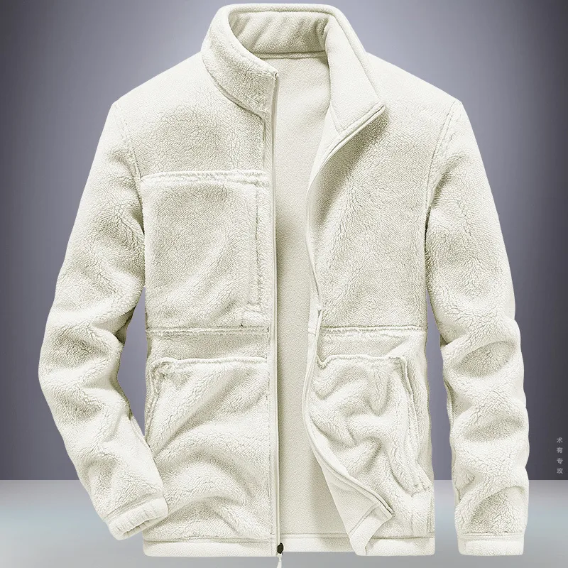 Men's Polar Fleece Sports Jacket Autumn and Winter Outdoor Plus Fluff Thickened Casual Top Clothes Fleece Sweater Plus S — photo 8