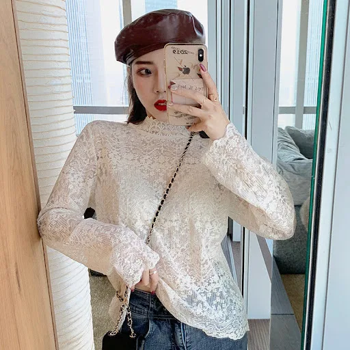 Title 6, Womens Western Style Mesh Lace Bottoming Shirt