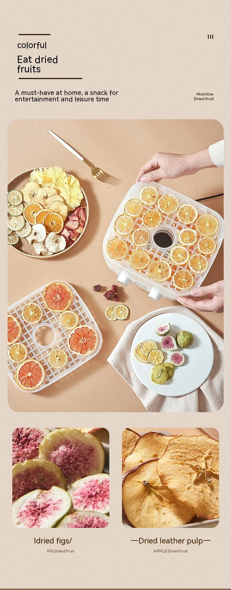 Title 4, Household fruit dehydrator for healthy snacks a...