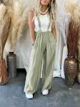 Damesmode casual effen kleur sling brede pijpen broek, voor een comfortabele en stijlvolle outfit, ideaal voor dagelijks gebruik. — foto 8
