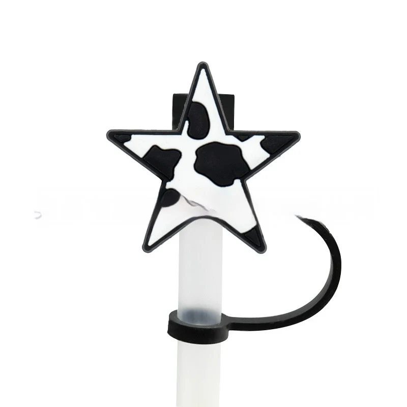 Love Leopard Pattern Straw Hat with Silicone Dust Plug, Cute Anime Party Straw Decoration, Protects and Decorates Straws — photo 8