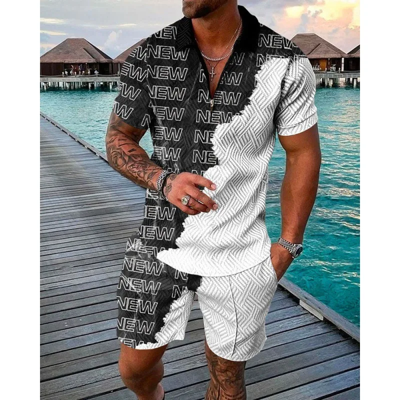 Men's Casual Striped Zip Short Sleeve Suit offers effortless style and comfort. Perfect for warm weather, providing a mo — photo 18