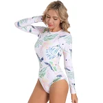Costume da bagno sportivo europeo e americano a maniche lunghe con cerniera posteriore, ideale per nuoto e sport acquatici, offre copertura, comfort e stile. — foto 4