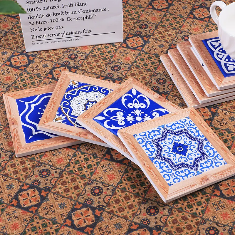Chinese Style Ceramic Cork Cup Mat, protect your surfaces elegantly with absorption, a unique cultural design for your c — photo 19