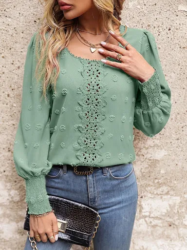 Title 8, Large Polka Dot Lace Patchwork Style Shirt