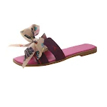 Flat slippers with a colorful ribbon bow, offering comfortable style for everyday wear. Perfect for summer, lightweight — photo 3