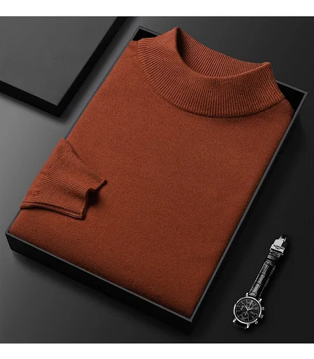 Title 12, Mens Sweater Slim Fit Pure Color Half Collar K...