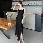 Gentle Graceful Satin Suspenders Dress Women — photo 15
