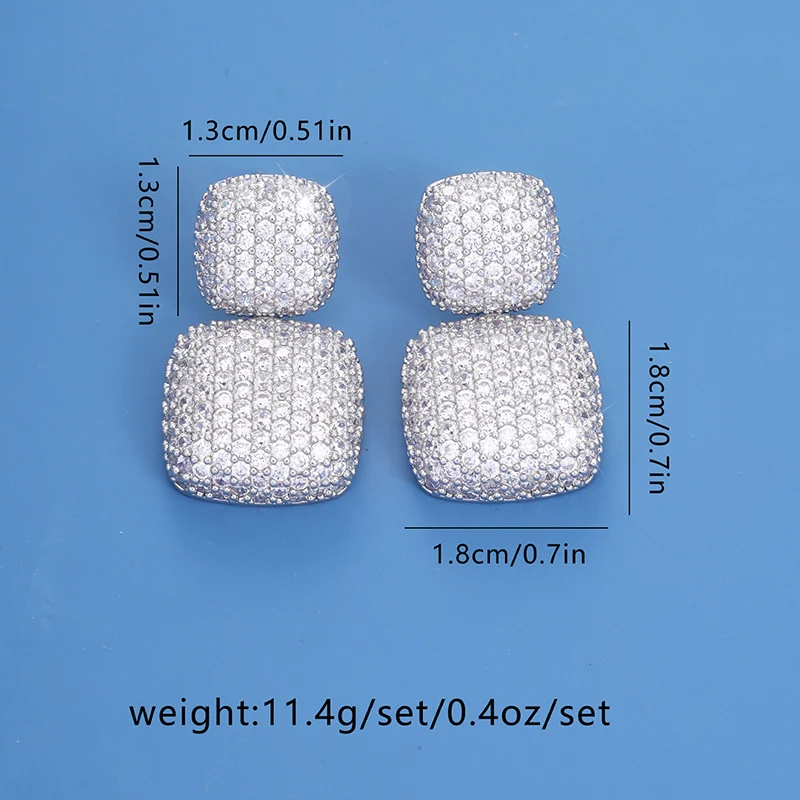 Title 1, Brincos de Stud Quadrados com Microdiamantes In...
