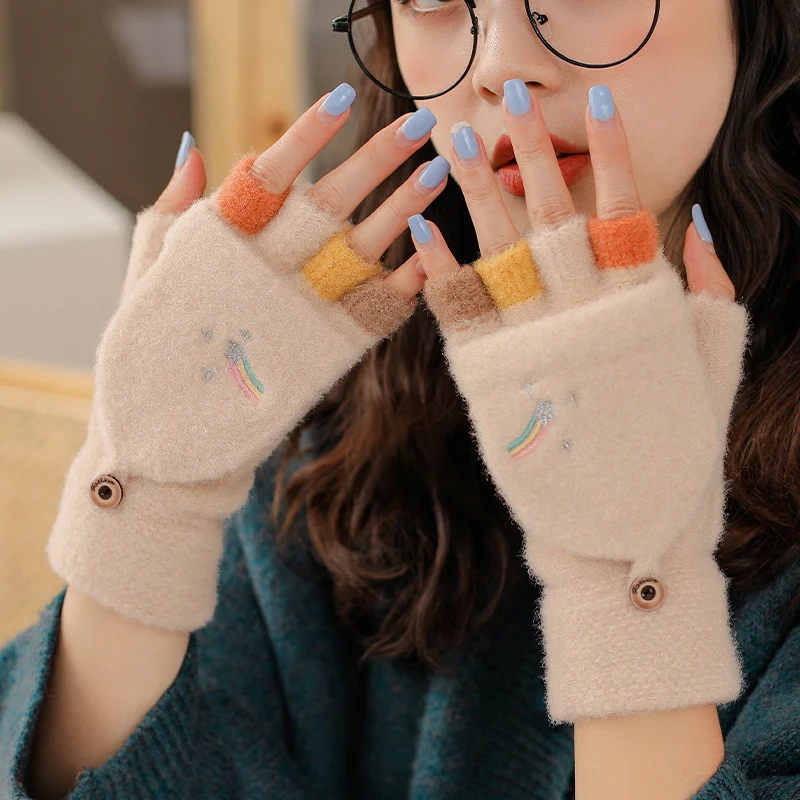 Title 3, Knitted Plus Fluff Flip Gloves