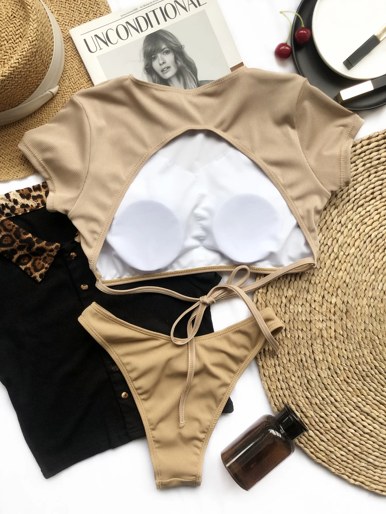 Title 8, Fashion Solid Bikini Rugloos Badpak Zomerse Sti...