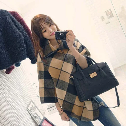 Title 4, Fashion All-Match Womens Plaid Shawl Woolen Co...