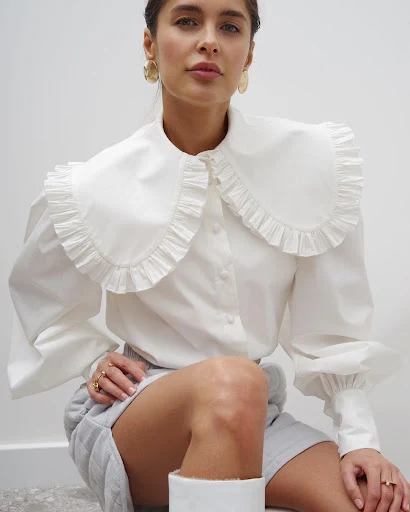 Title 4, Camicia Palace in cotone bianco con colletto a ...