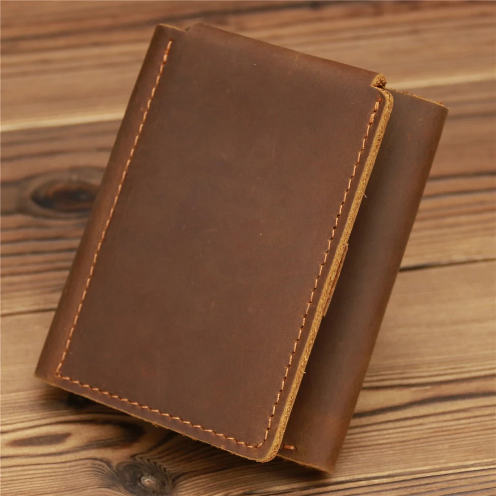 Title 4, Mens Retro Crazy Horse Leather Wallet. Durable...