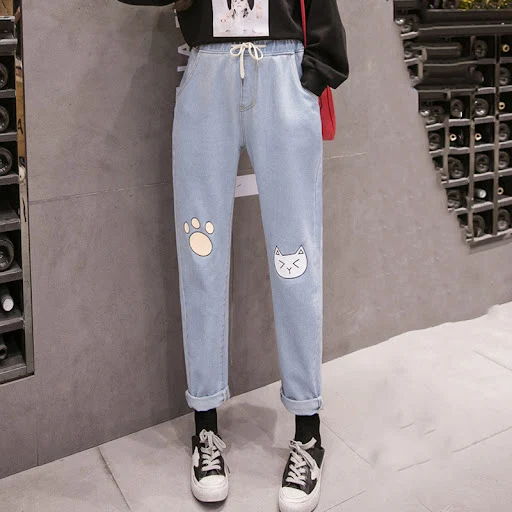 Title 2, Denim broek met elastische taille, ultiem comfo...