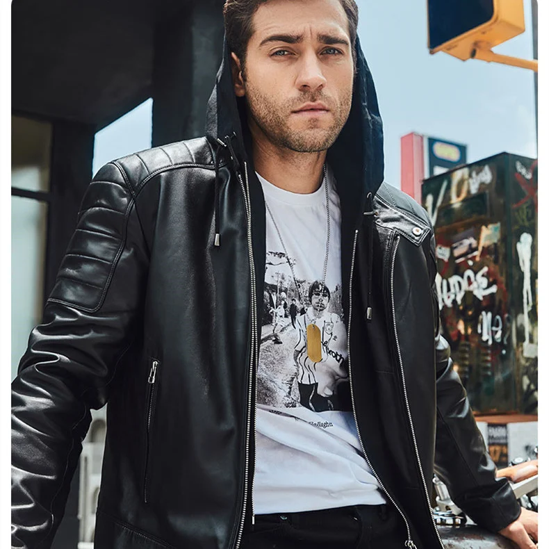Leren jas trend plus katoenen capuchon voor een casual en stijlvolle uitstraling, ideaal voor dagelijks gebruik. — foto 12