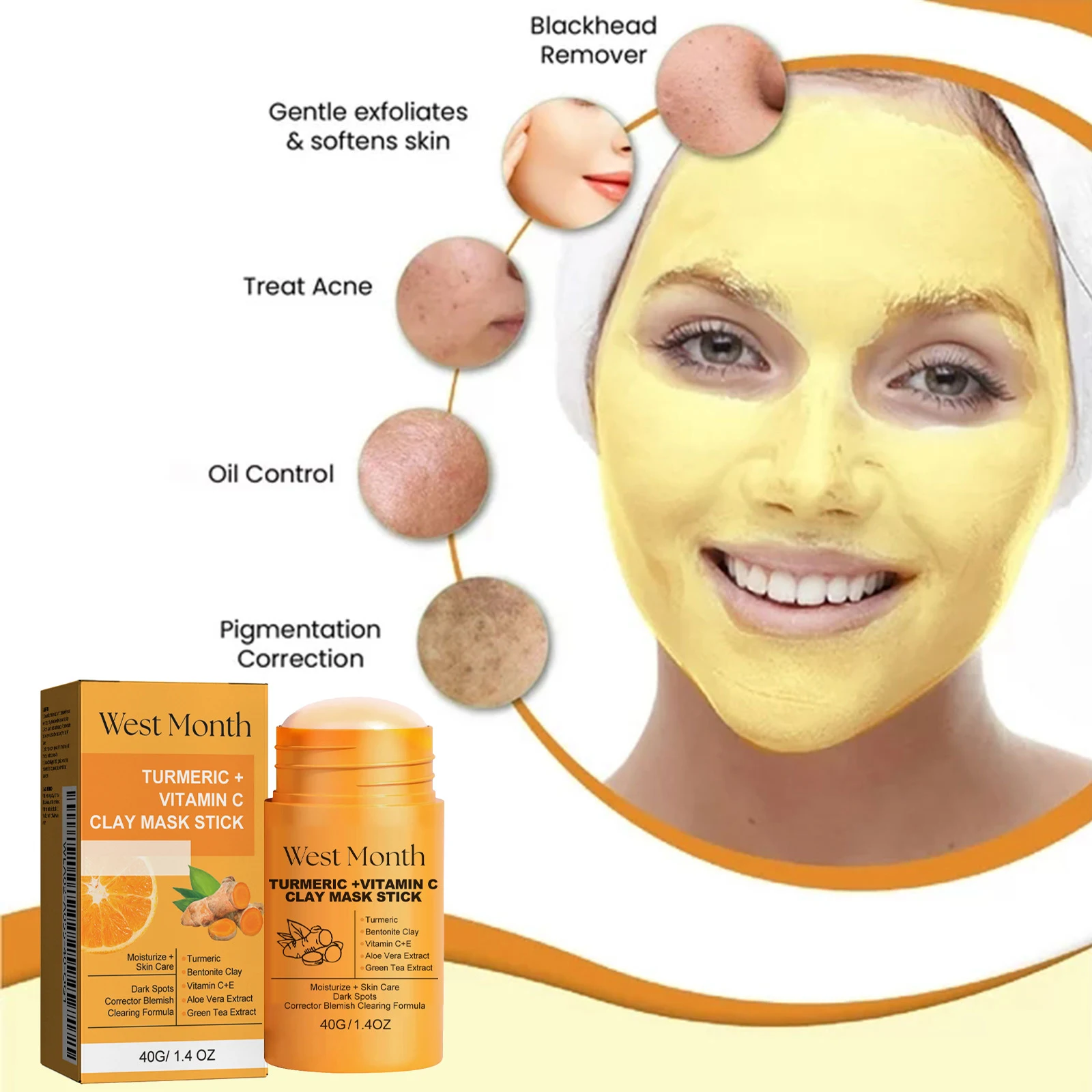 Ginger Yellow Mud Brightening Skin Mask Stick. Deep Cleansing and Pore Refining for radiant, healthy looking skin. — photo 3