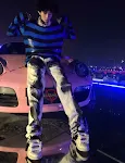 Hip hop jeans met bot-skelet spraypaint. Unieke urban stijl om op te vallen met comfort en originaliteit. De perfecte look voor jou. — foto 4