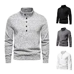 Men's Turtleneck Button Pullover, Casual Loose Fit. Provides a comfortable and relaxed style, perfect for everyday wear — photo 10