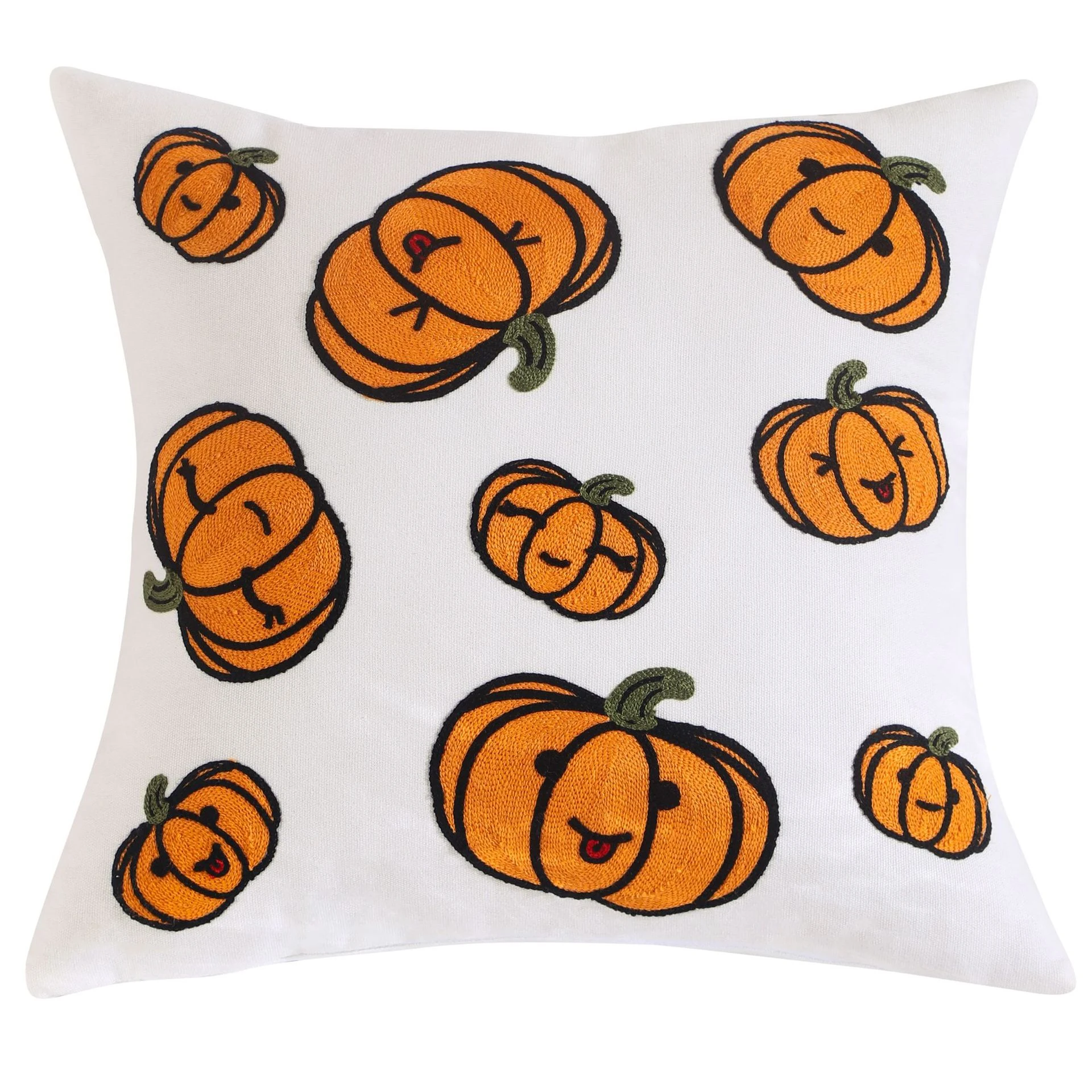 Capa de almofada de Halloween com bordado de abóbora. Decore sua casa com este acessório festivo e adicione um toque assustador e aconchegante. — foto 11