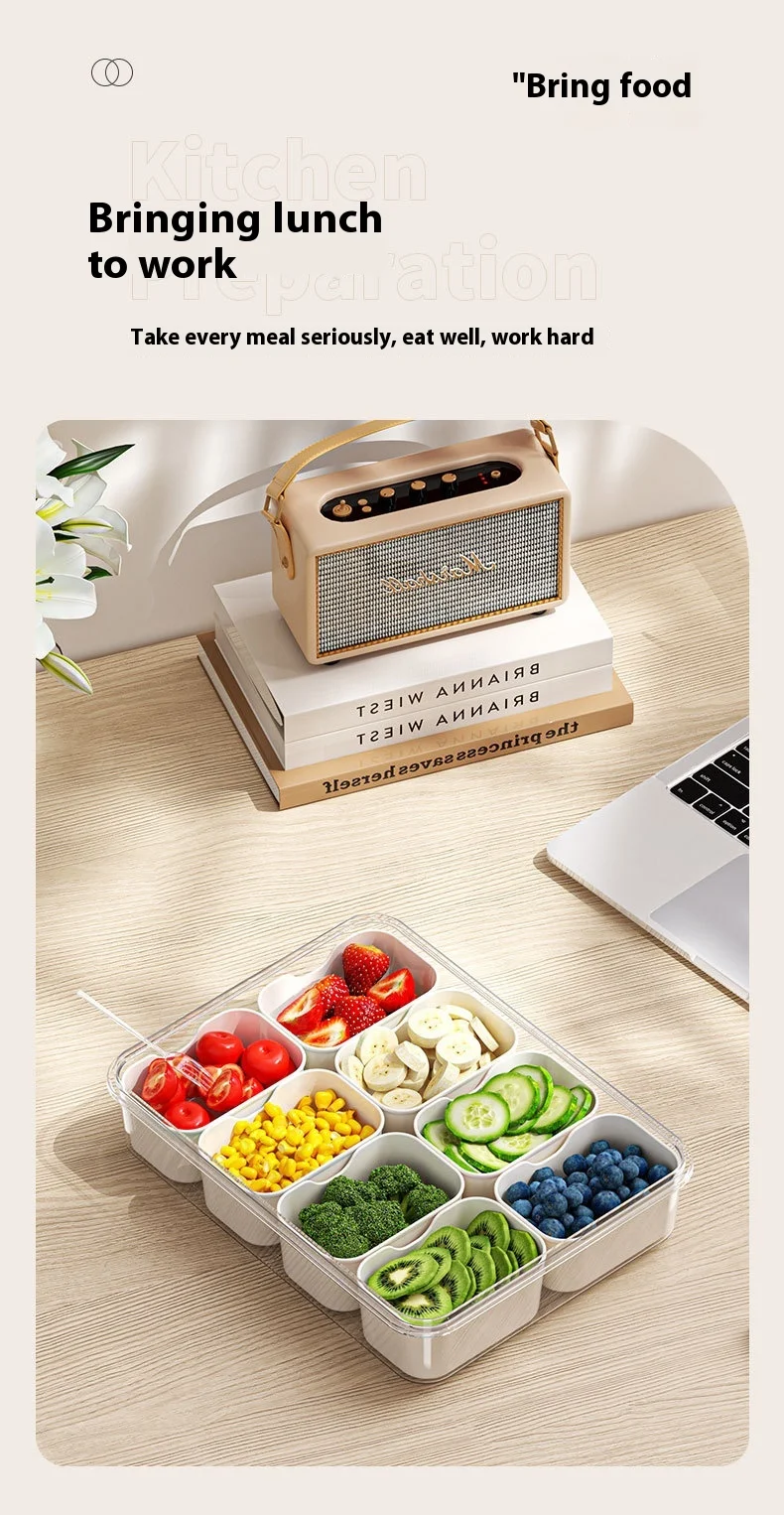 Title 12, 8 Grids Divided Serving Tray Fruits Snack Box O...